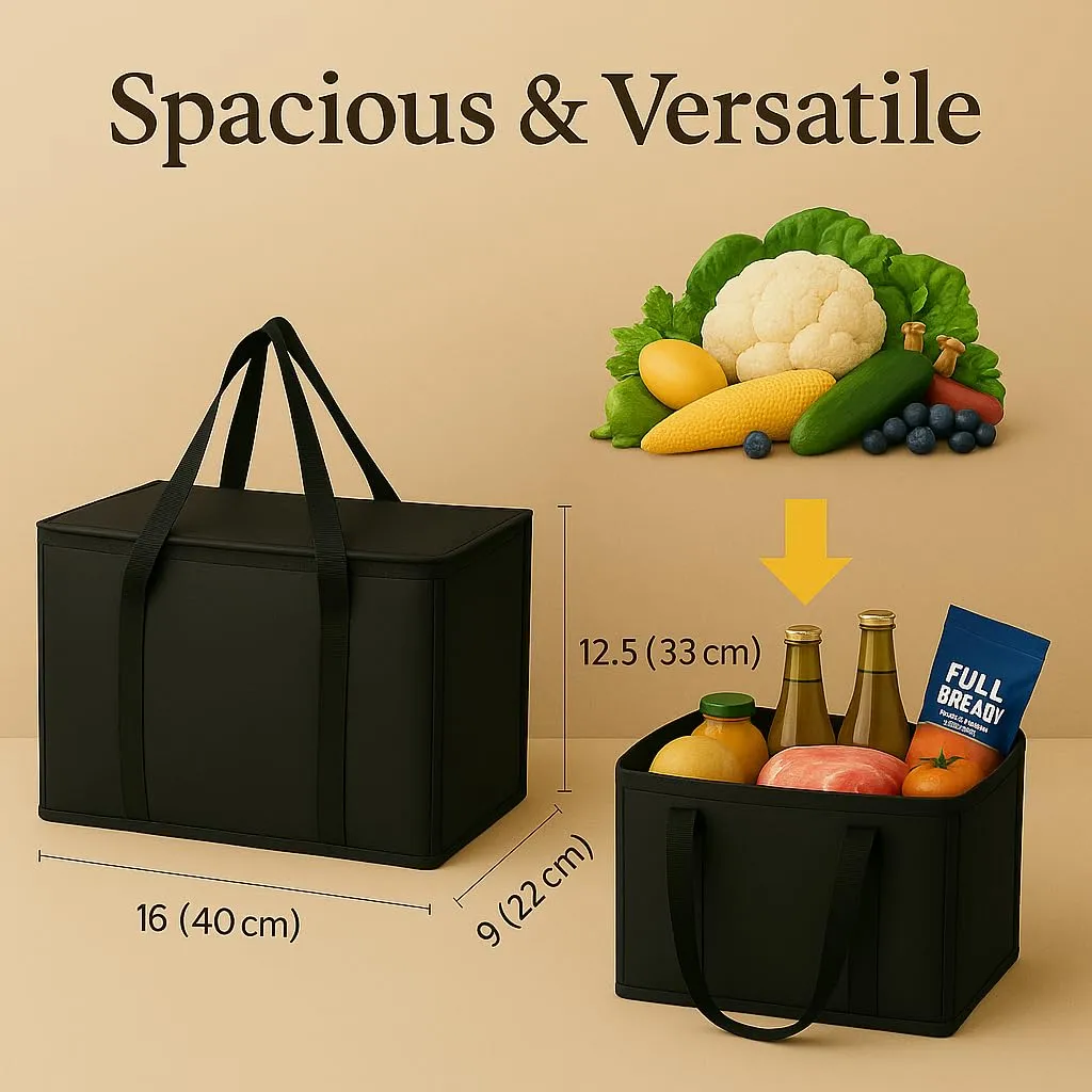 musbus insulated trunk organizer car cooler bag 4-Pack Food Insulated Grocery shopping bags, Black, reusable,zipper,foldable,tote,cold,for adult,for foodland,