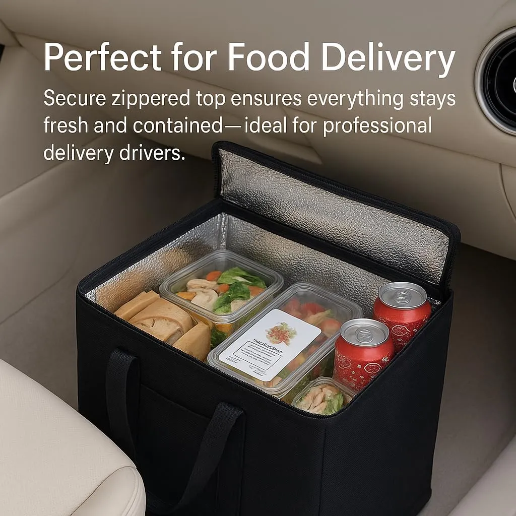 musbus insulated trunk organizer car cooler bag 4-Pack Food Insulated Grocery shopping bags, Black, reusable,zipper,foldable,tote,cold,for adult,for foodland,