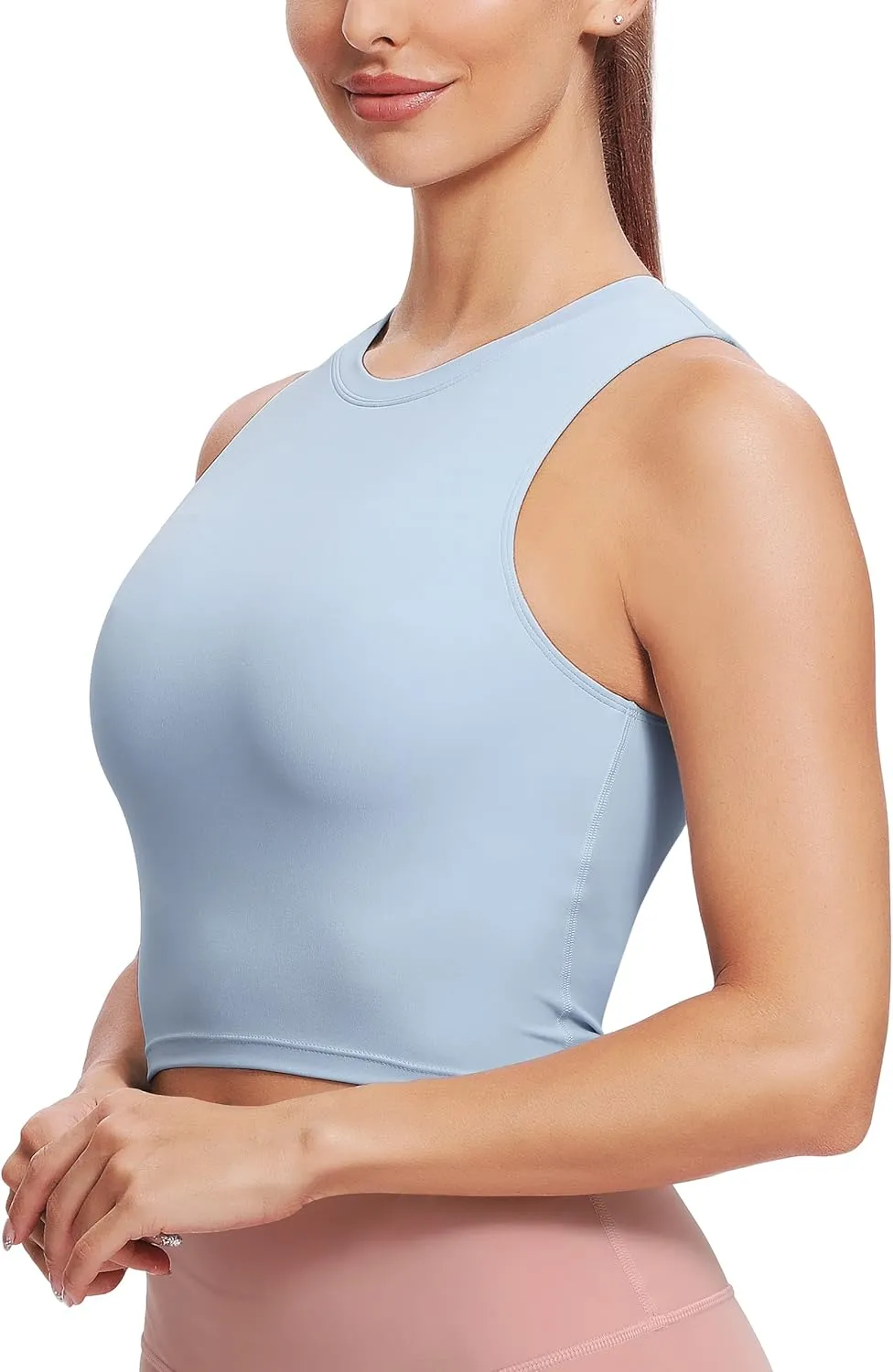 Natural Feelings Nudi Sports Bras for Women Removable Padded Yoga Tank Tops Sleeveless Fitness Workout Crop Tops