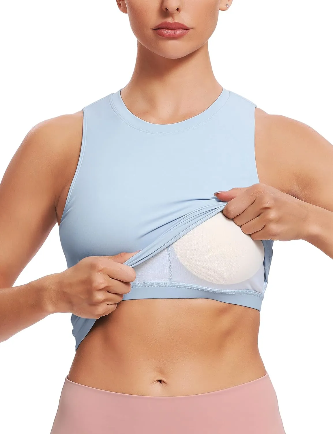 Natural Feelings Nudi Sports Bras for Women Removable Padded Yoga Tank Tops Sleeveless Fitness Workout Crop Tops
