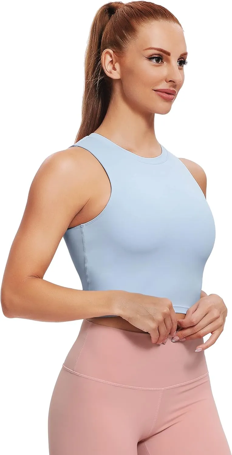 Natural Feelings Nudi Sports Bras for Women Removable Padded Yoga Tank Tops Sleeveless Fitness Workout Crop Tops
