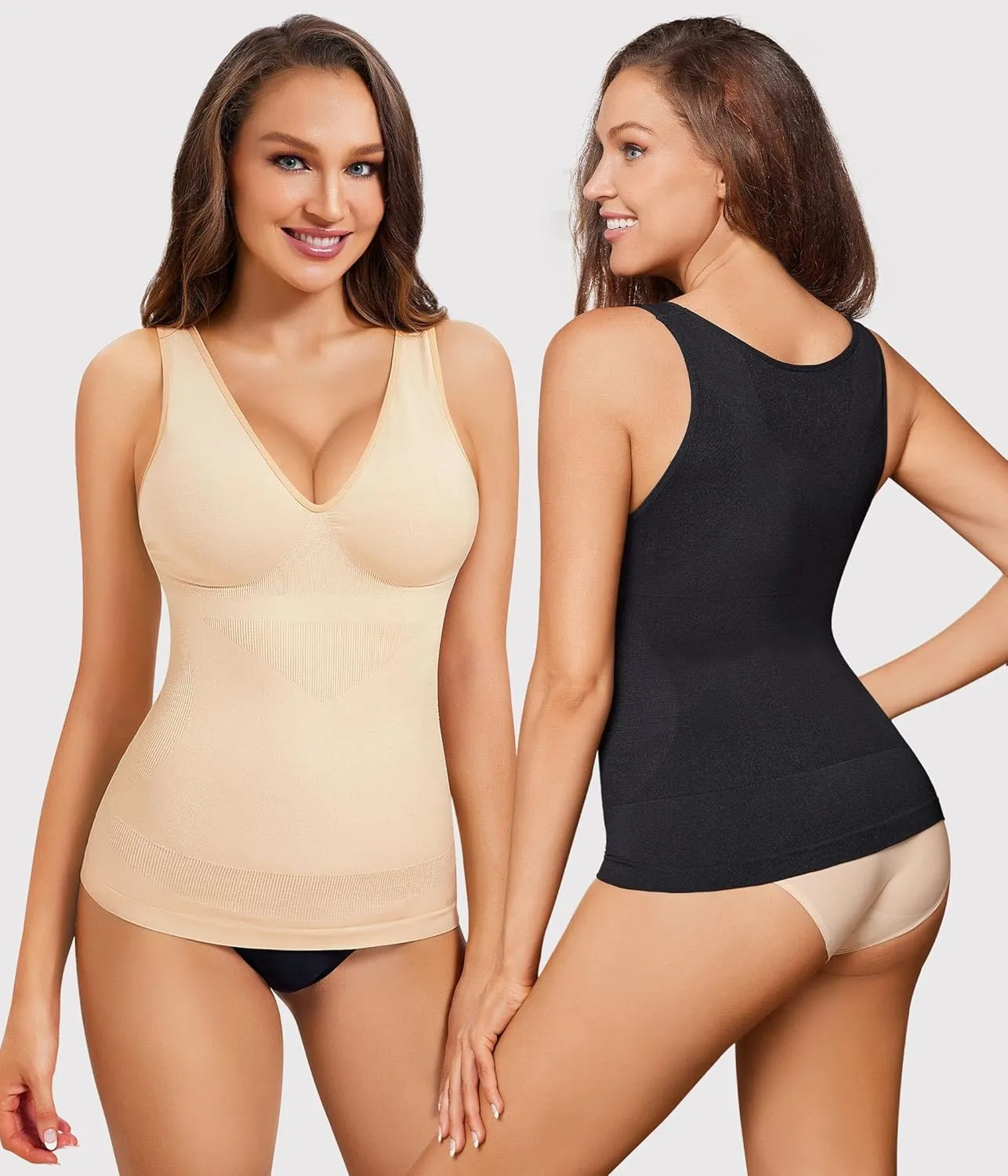 Nebility Shapewear Tummy Control Tank Tops for Women Compression Camisole Tanks V-Neck Cami Shirts Top