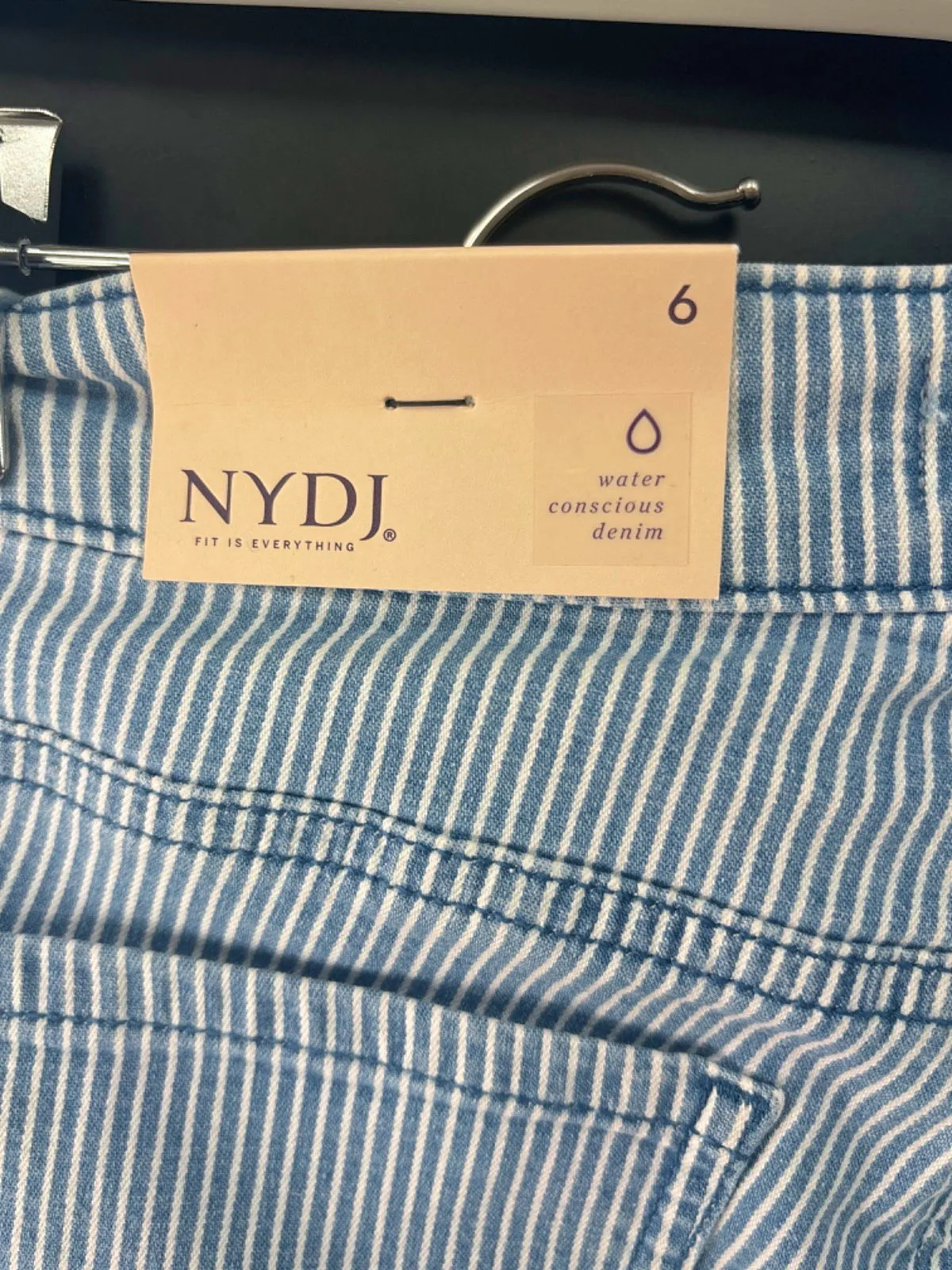 NYDJ Blue Striped Chloe Crop Jeans UK 10