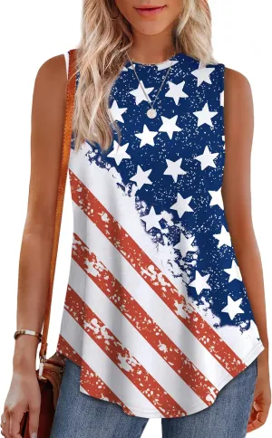 OFEEFAN High Neck Tank Tops for Women Loose Fit Sleeveless Top Summer Clothes Womens Tunic Tops to Wear with Leggings
