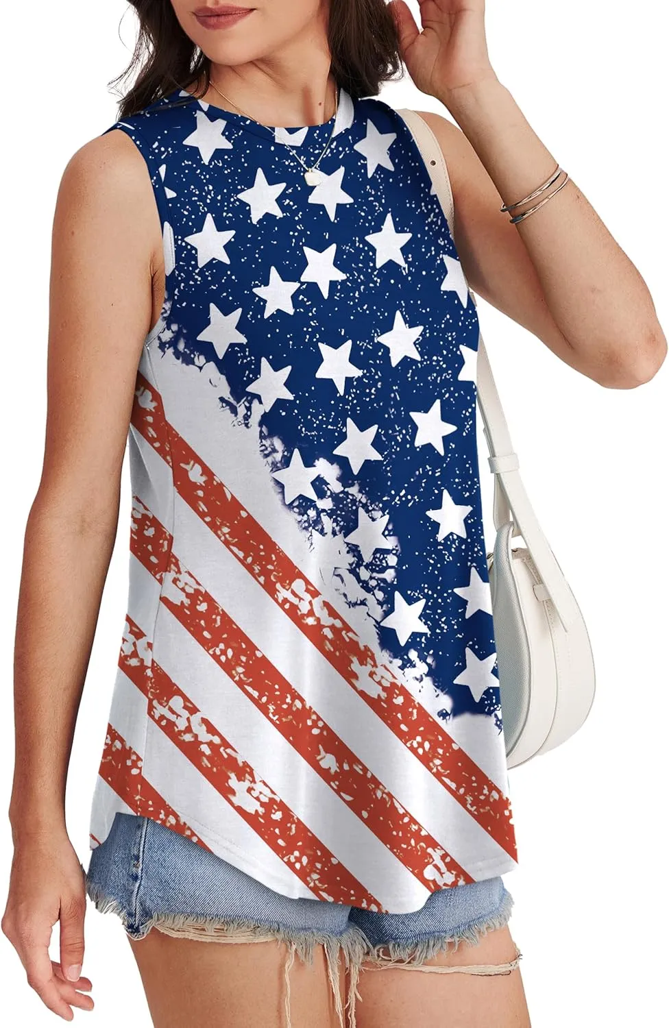 OFEEFAN High Neck Tank Tops for Women Loose Fit Sleeveless Top Summer Clothes Womens Tunic Tops to Wear with Leggings