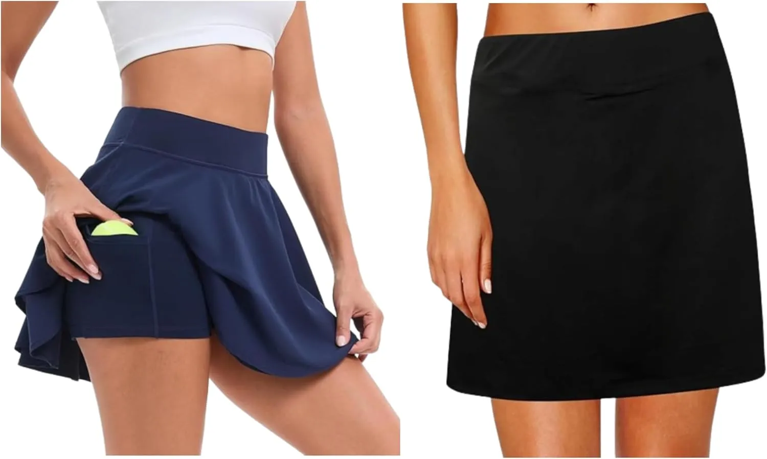 Oyamiki Women's Athletic Tennis Skorts Black   Navy Blue X-Large Bundle