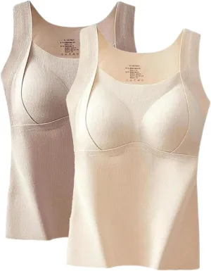 Patiyu Shop Built Bra, Winter Thickened Warm Tank Top with Shelf Bra Welfaries Women's Thermal Tank Tops Camisole Tops