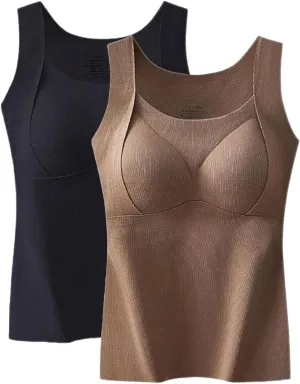 Patiyu Shop Built Bra, Winter Thickened Warm Tank Top with Shelf Bra Welfaries Women's Thermal Tank Tops Camisole Tops