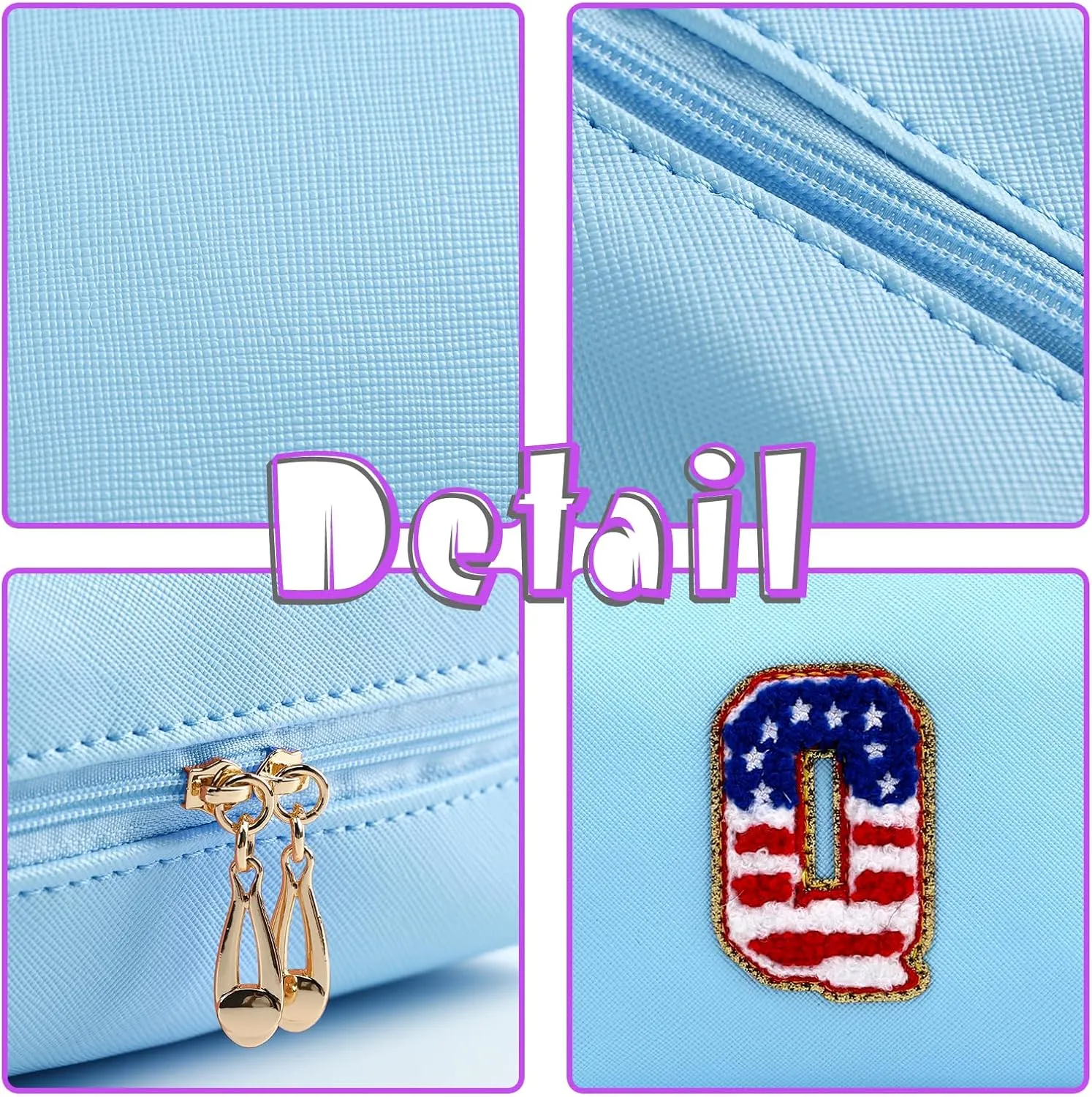 Personalized Initial Letter Makeup Bag Organizer,Waterproof PU Leather Letter Zipper Cosmetic Pouch Bag Travel Portable Toiletry Bag,Gift Ideal for Teen Girls Women Birthday Friend Mom