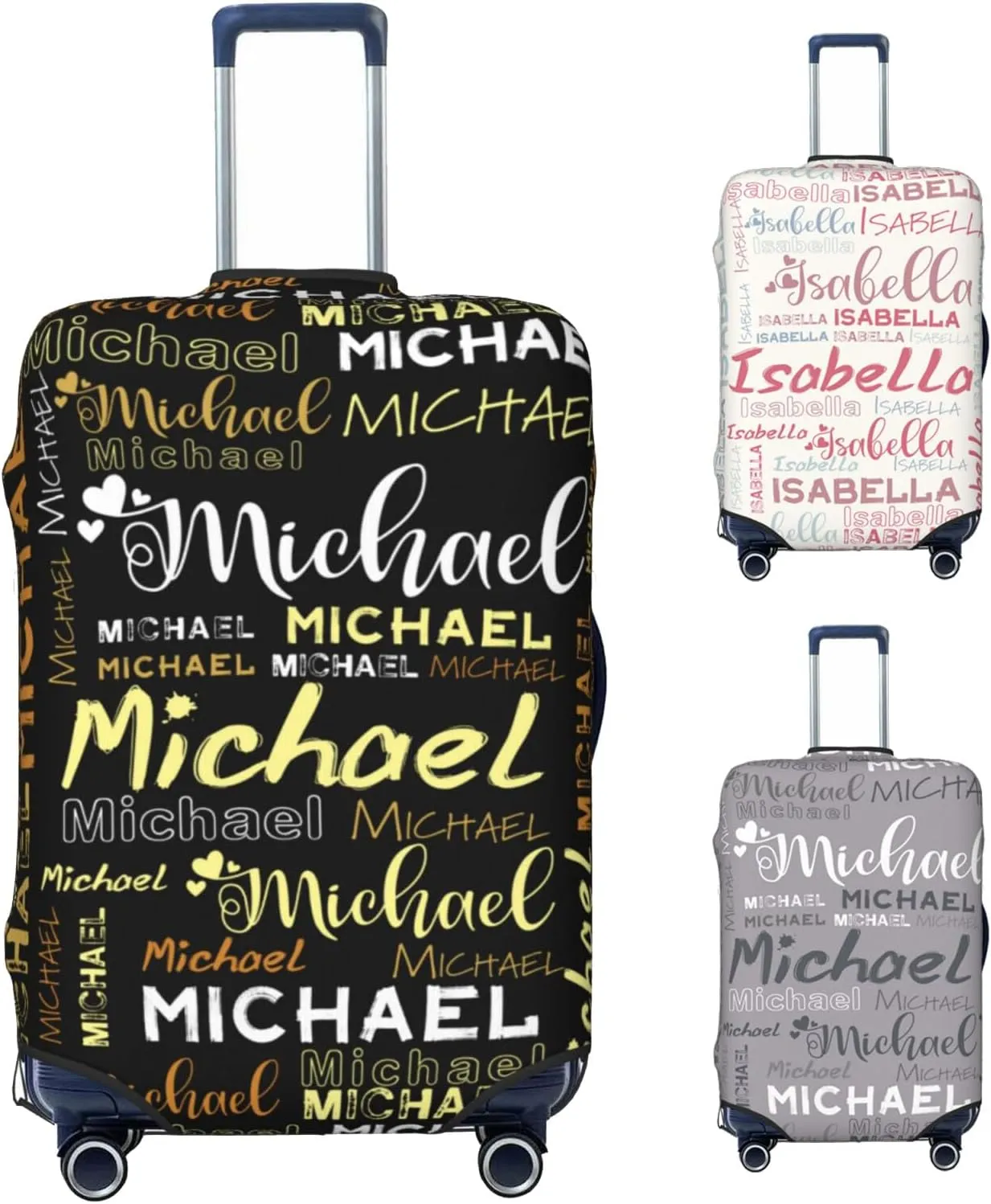 Personalized Name Luggage Cover, Custom Travel Carry on Cover Protector Wrap Gift for Men Women, Waterproof Stretchable Suitcase Protector for Travel Business Couples Family, S Size Fits 18-21 In