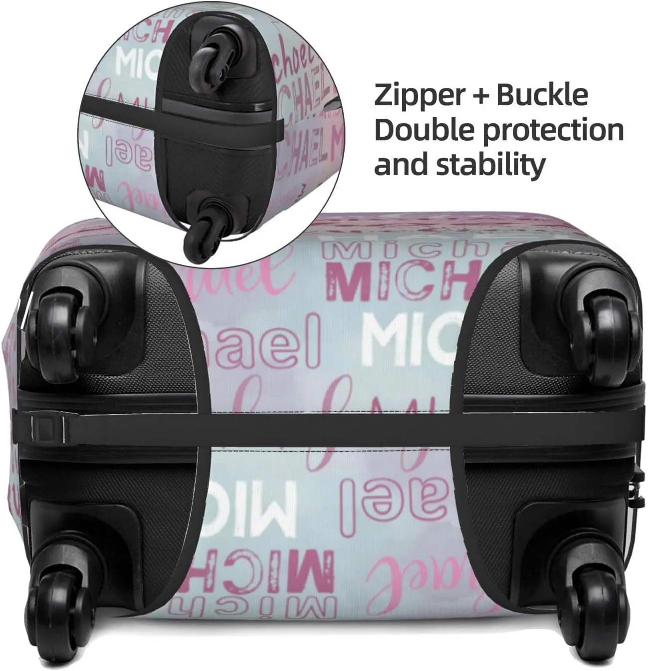 Personalized Name Luggage Cover, Custom Travel Carry on Cover Protector Wrap Gift for Men Women, Waterproof Stretchable Suitcase Protector for Travel Business Couples Family, S Size Fits 18-21 In