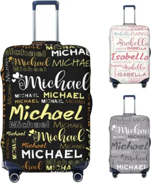 Personalized Name Luggage Cover, Custom Travel Carry on Cover Protector Wrap Gift for Men Women, Waterproof Stretchable Suitcase Protector for Travel Business Couples Family, S Size Fits 18-21 In