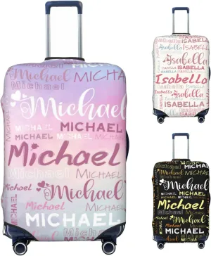 Personalized Name Luggage Cover, Custom Travel Carry on Cover Protector Wrap Gift for Men Women, Waterproof Stretchable Suitcase Protector for Travel Business Couples Family, S Size Fits 18-21 In