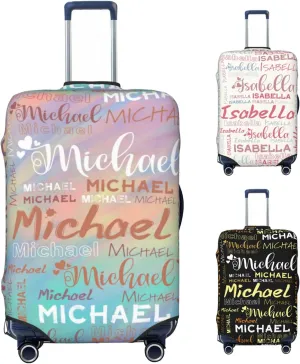 Personalized Name Luggage Cover, Custom Travel Carry on Cover Protector Wrap Gift for Men Women, Waterproof Stretchable Suitcase Protector for Travel Business Couples Family, S Size Fits 18-21 In