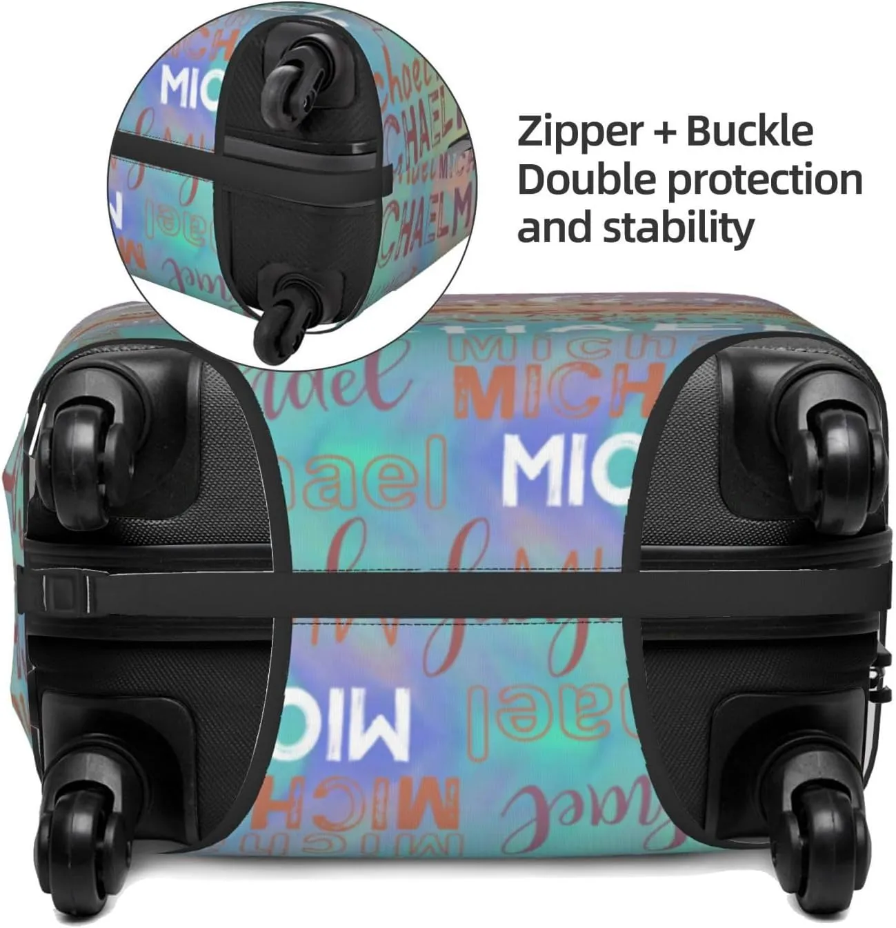 Personalized Name Luggage Cover, Custom Travel Carry on Cover Protector Wrap Gift for Men Women, Waterproof Stretchable Suitcase Protector for Travel Business Couples Family, S Size Fits 18-21 In