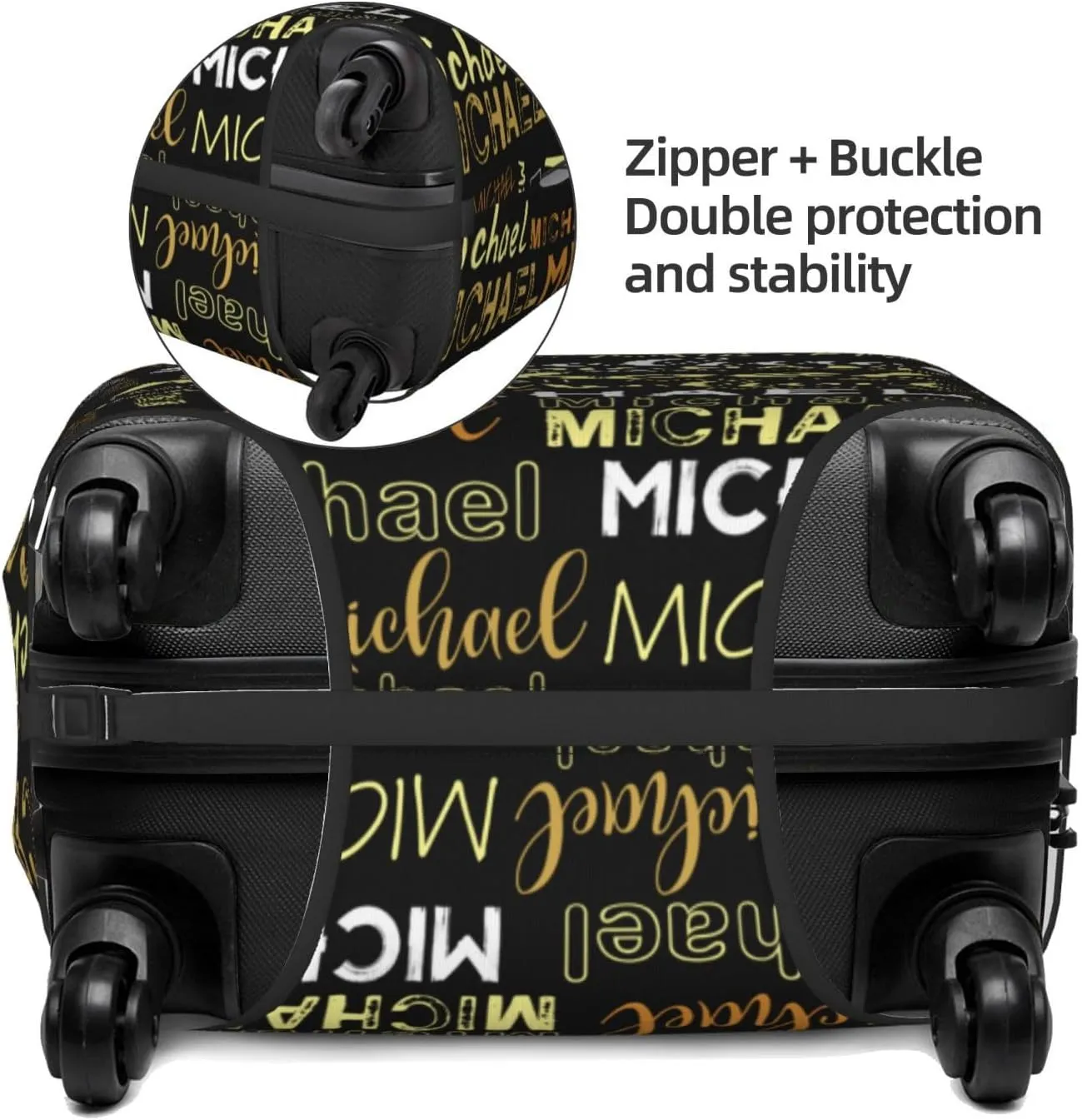 Personalized Name Luggage Cover, Custom Travel Carry on Cover Protector Wrap Gift for Men Women, Waterproof Stretchable Suitcase Protector for Travel Business Couples Family, S Size Fits 18-21 In