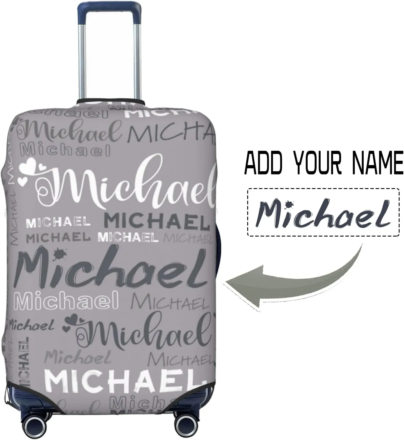 Personalized Name Luggage Cover, Custom Travel Carry on Cover Protector Wrap Gift for Men Women, Waterproof Stretchable Suitcase Protector for Travel Business Couples Family, S Size Fits 18-21 In