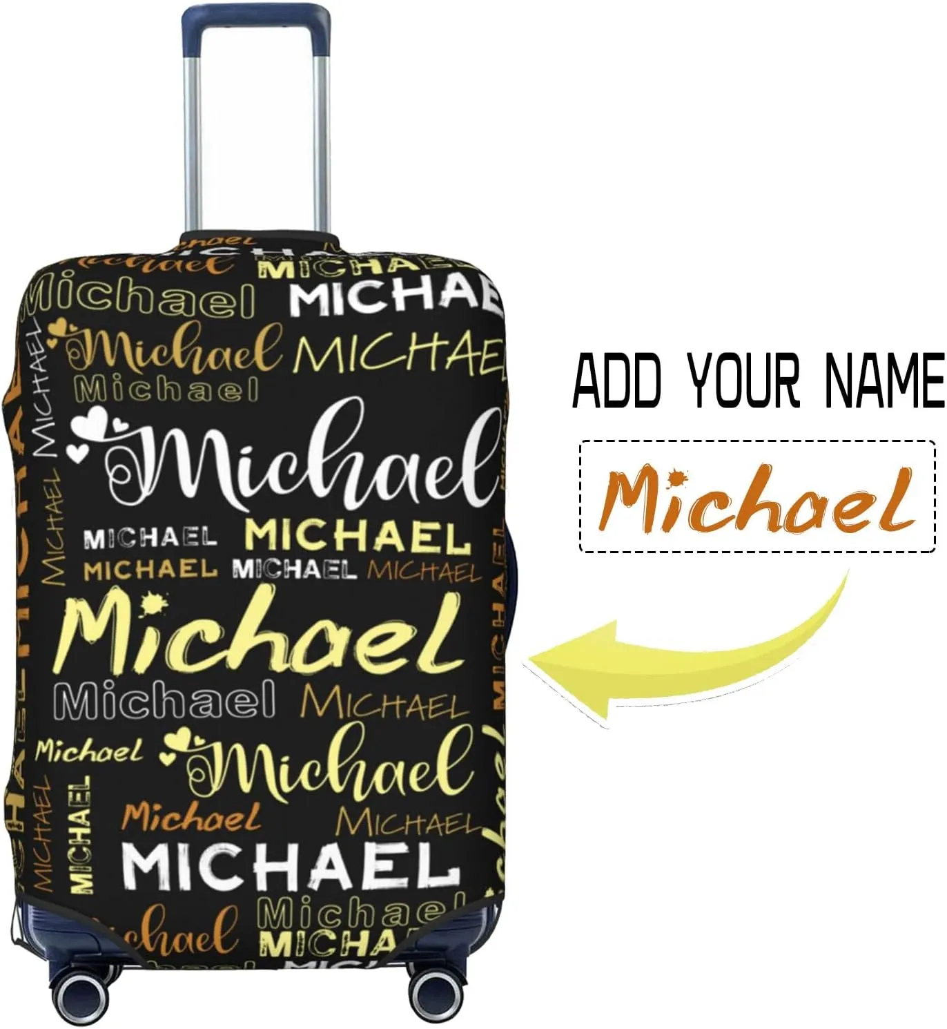 Personalized Name Luggage Cover, Custom Travel Carry on Cover Protector Wrap Gift for Men Women, Waterproof Stretchable Suitcase Protector for Travel Business Couples Family, S Size Fits 18-21 In