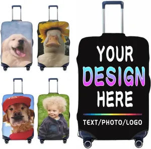 Personalized Photo Luggage Covers for Suitcase, Custom Travel Carry on Cover Protector Wrap Gift for Men Women Kids Couples Business Travelers Customized Suitcase Wrap S Fits 18-21 In