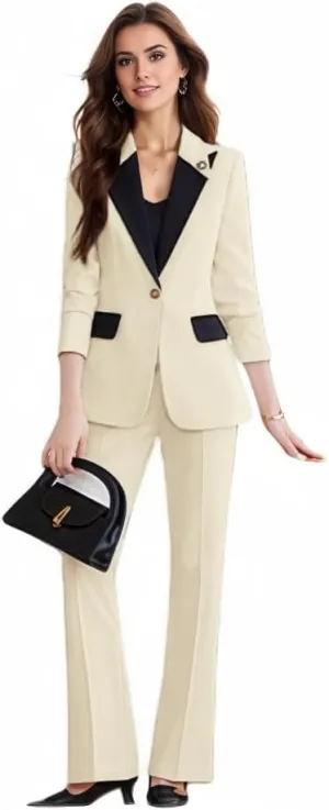 Plus Size Business Womens Suitng Tuxedo Set Pant Suits for Women Dressy for Wedding Guest