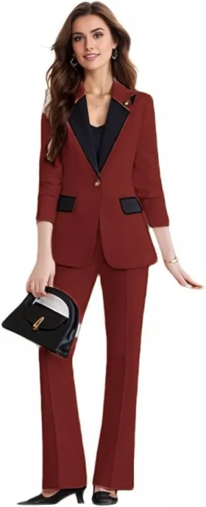 Plus Size Business Womens Suitng Tuxedo Set Pant Suits for Women Dressy for Wedding Guest