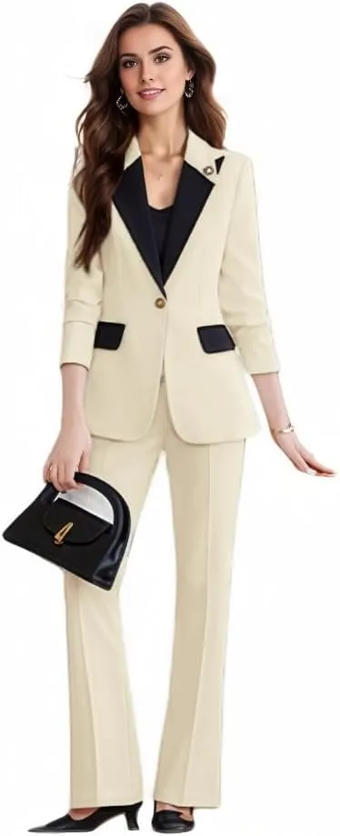 Plus Size Business Womens Suitng Tuxedo Set Pant Suits for Women Dressy for Wedding Guest