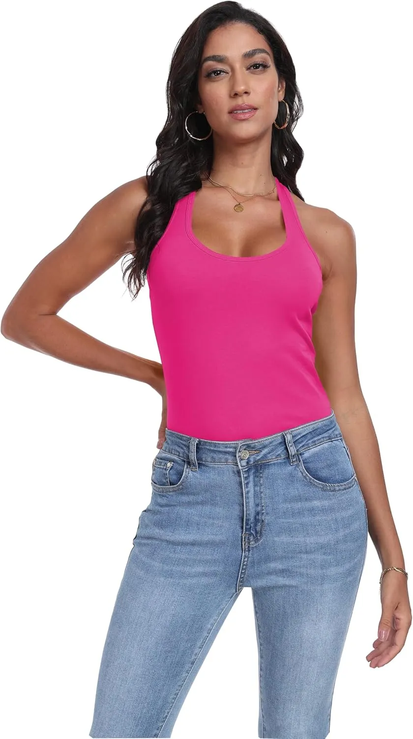 Racerback Tank Tops for Women Cotton Long Camisoles Gym Workout Undershirt Yoga 3 Packs