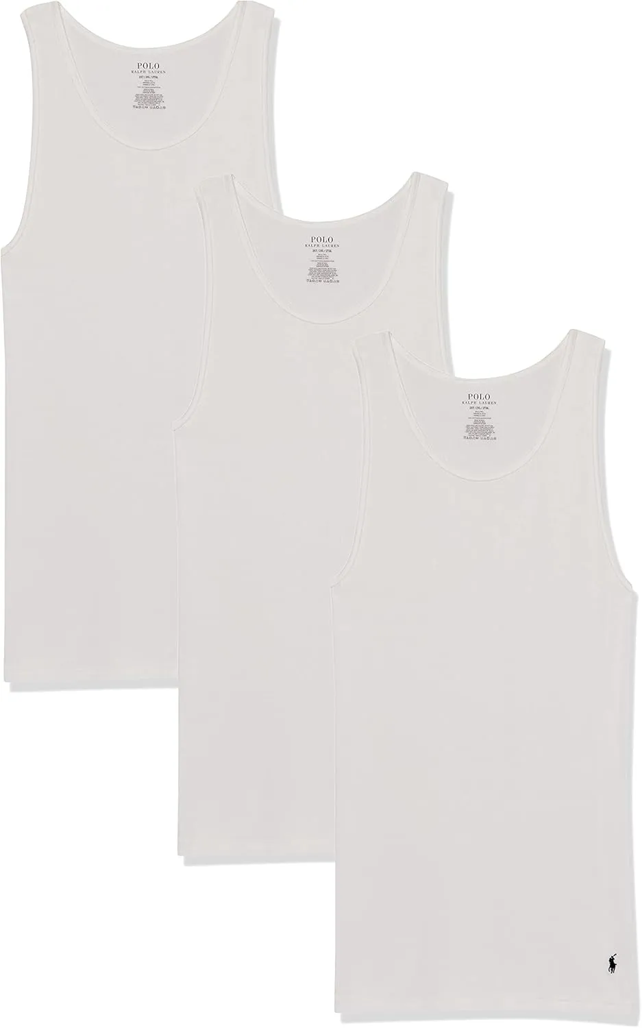 Ralph Lauren Men's Classic Fit Cotton Tanks 3-Pack, White/Cruise Navy, 1X Big
