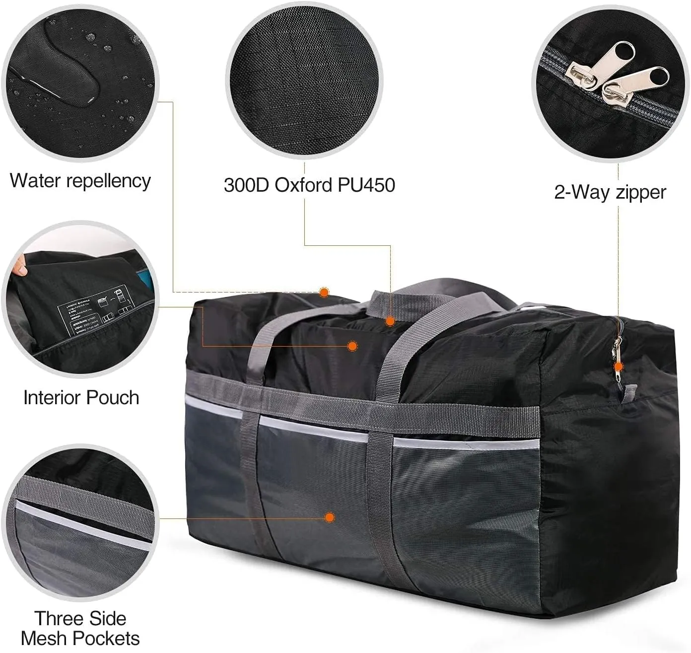 REDCAMP Foldable Travel Bag, Large Sports Bag, 75L/96L/100L, Lightweight Waterproof Tote Bag