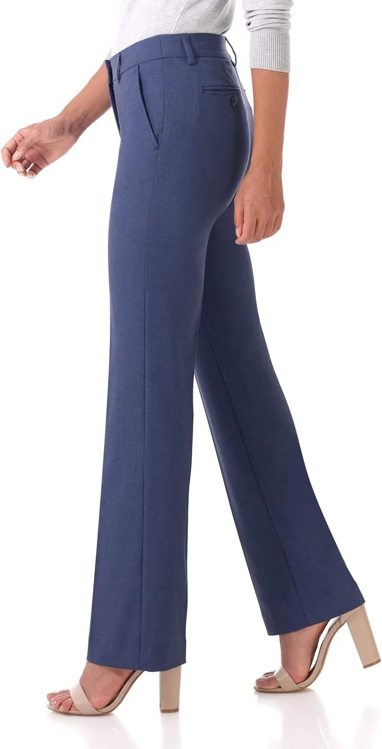 Rekucci Women's Smart Stretch Desk to Dinner Straight Leg Pant w/Zipper Closure