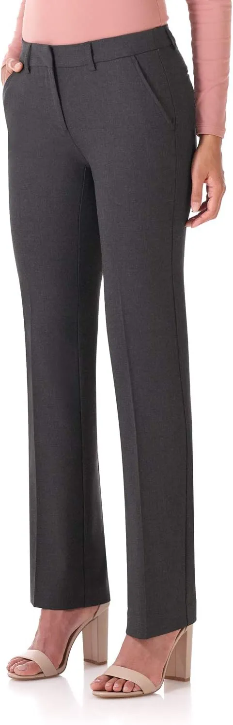 Rekucci Women's Smart Stretch Desk to Dinner Straight Leg Pant w/Zipper Closure