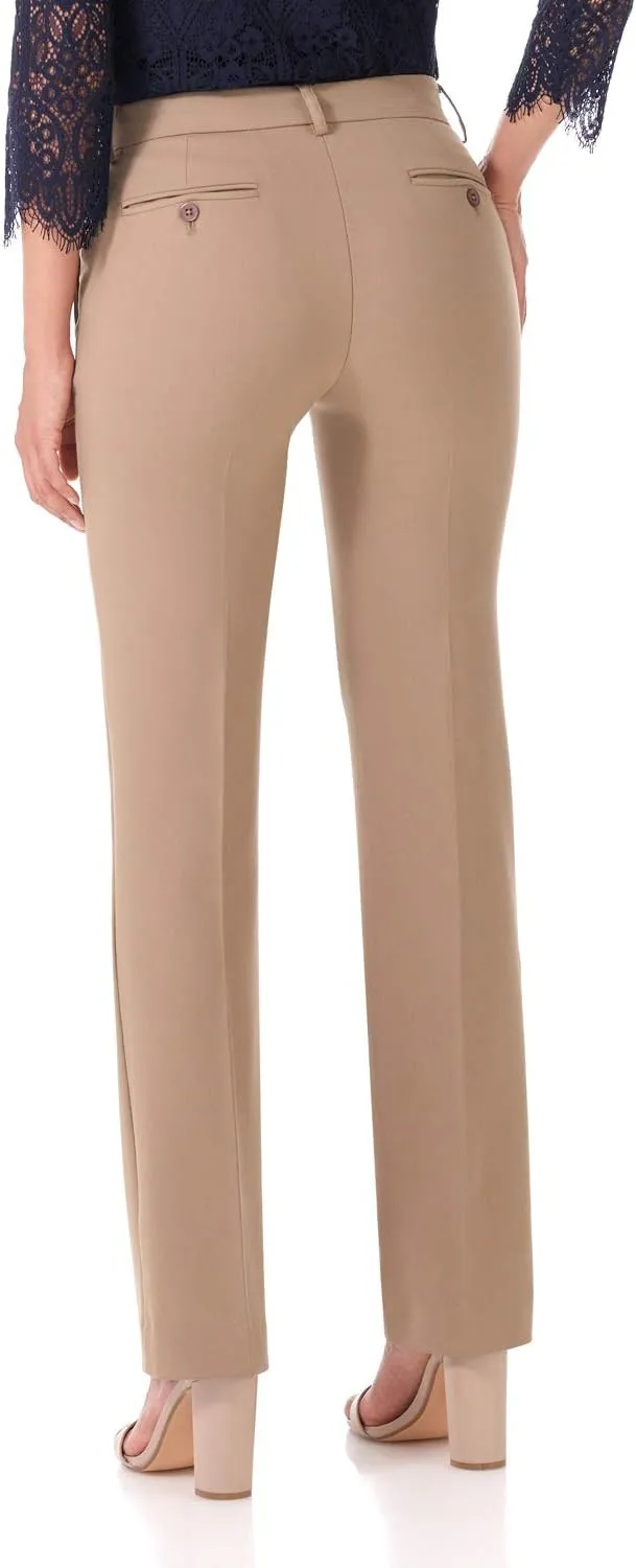 Rekucci Women's Smart Stretch Desk to Dinner Straight Leg Pant w/Zipper Closure