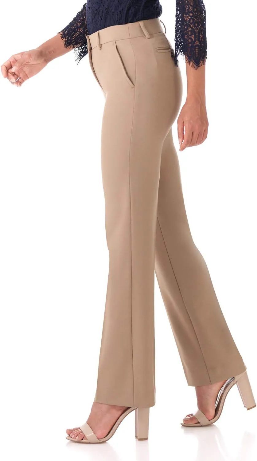 Rekucci Women's Smart Stretch Desk to Dinner Straight Leg Pant w/Zipper Closure