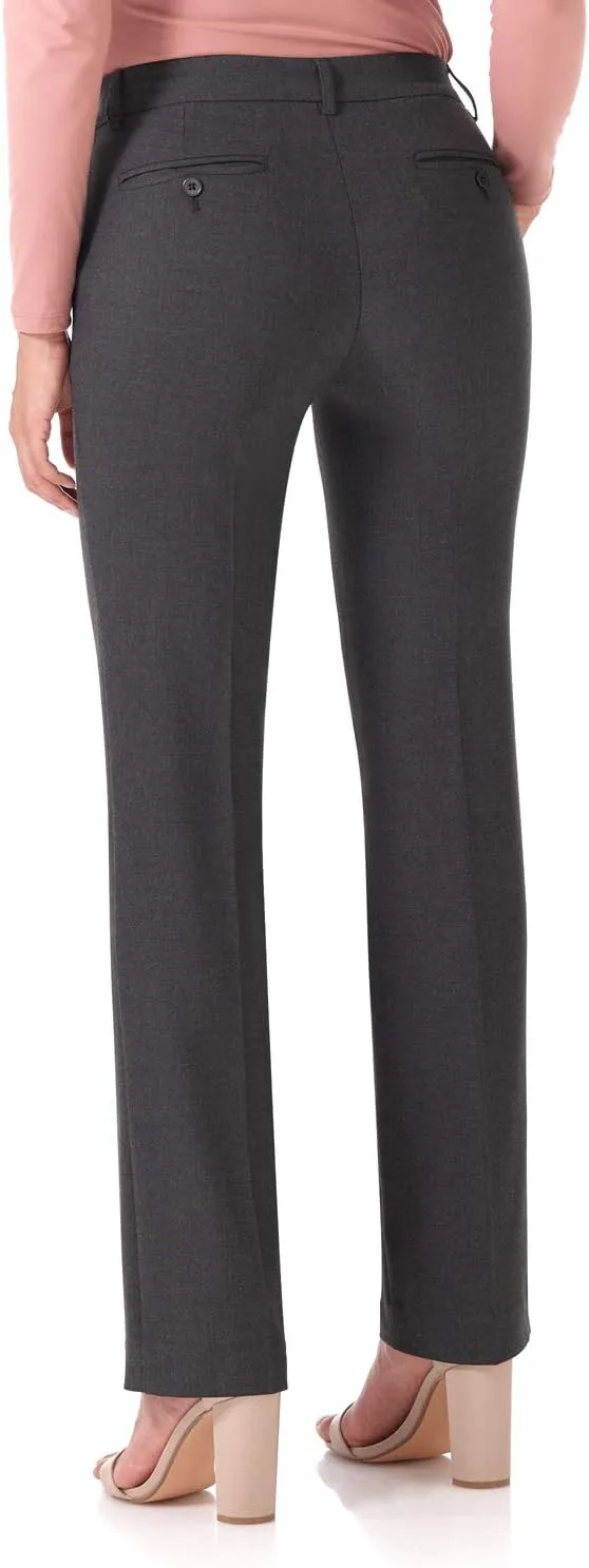 Rekucci Women's Smart Stretch Desk to Dinner Straight Leg Pant w/Zipper Closure