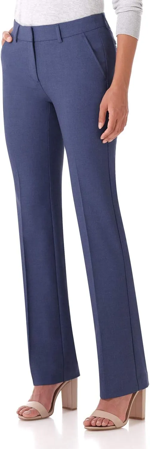 Rekucci Women's Smart Stretch Desk to Dinner Straight Leg Pant w/Zipper Closure