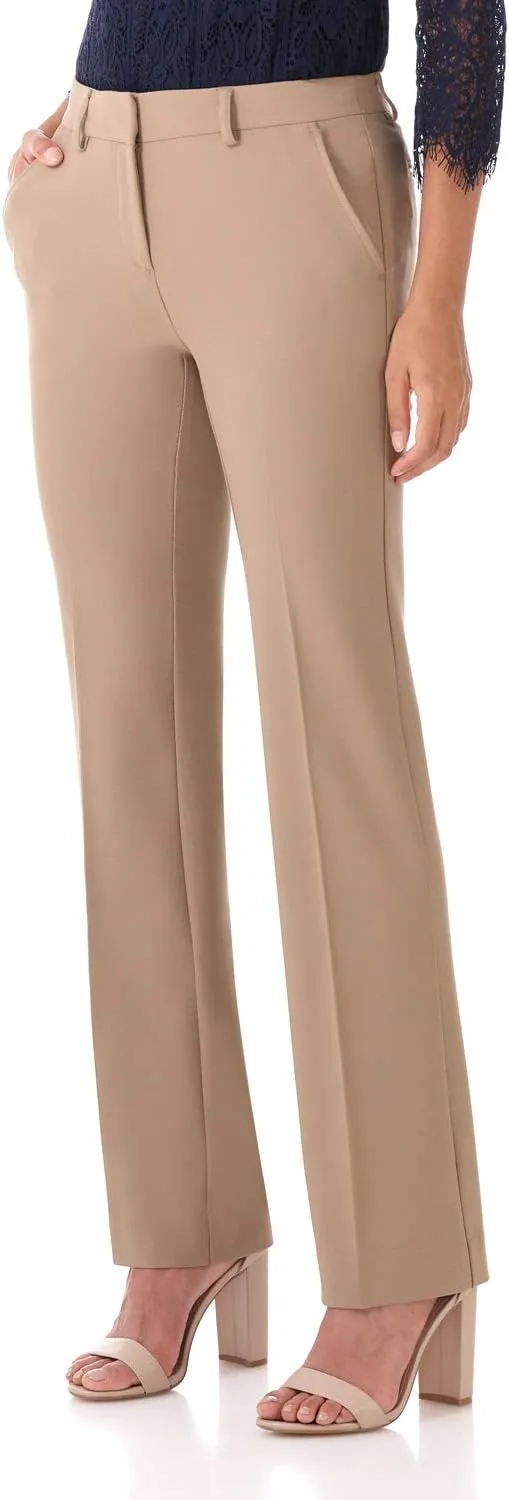Rekucci Women's Smart Stretch Desk to Dinner Straight Leg Pant w/Zipper Closure