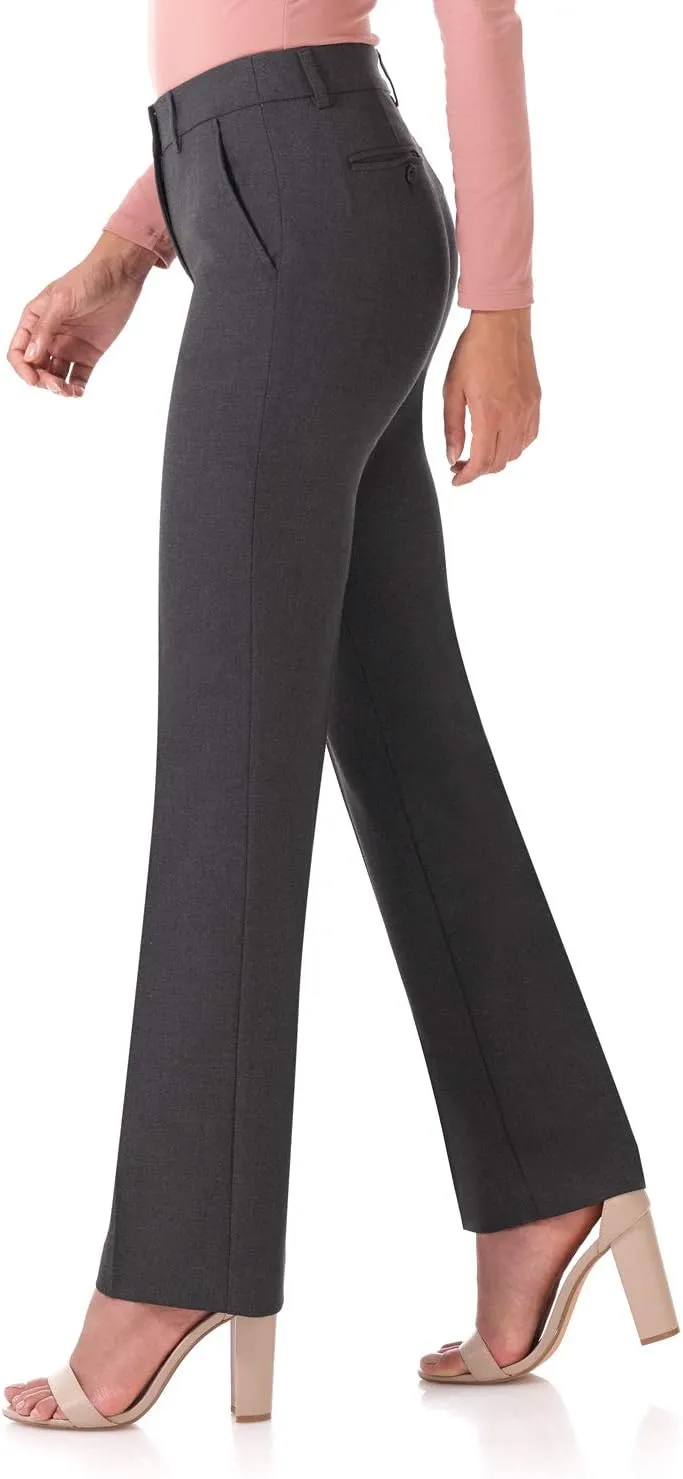 Rekucci Women's Smart Stretch Desk to Dinner Straight Leg Pant w/Zipper Closure
