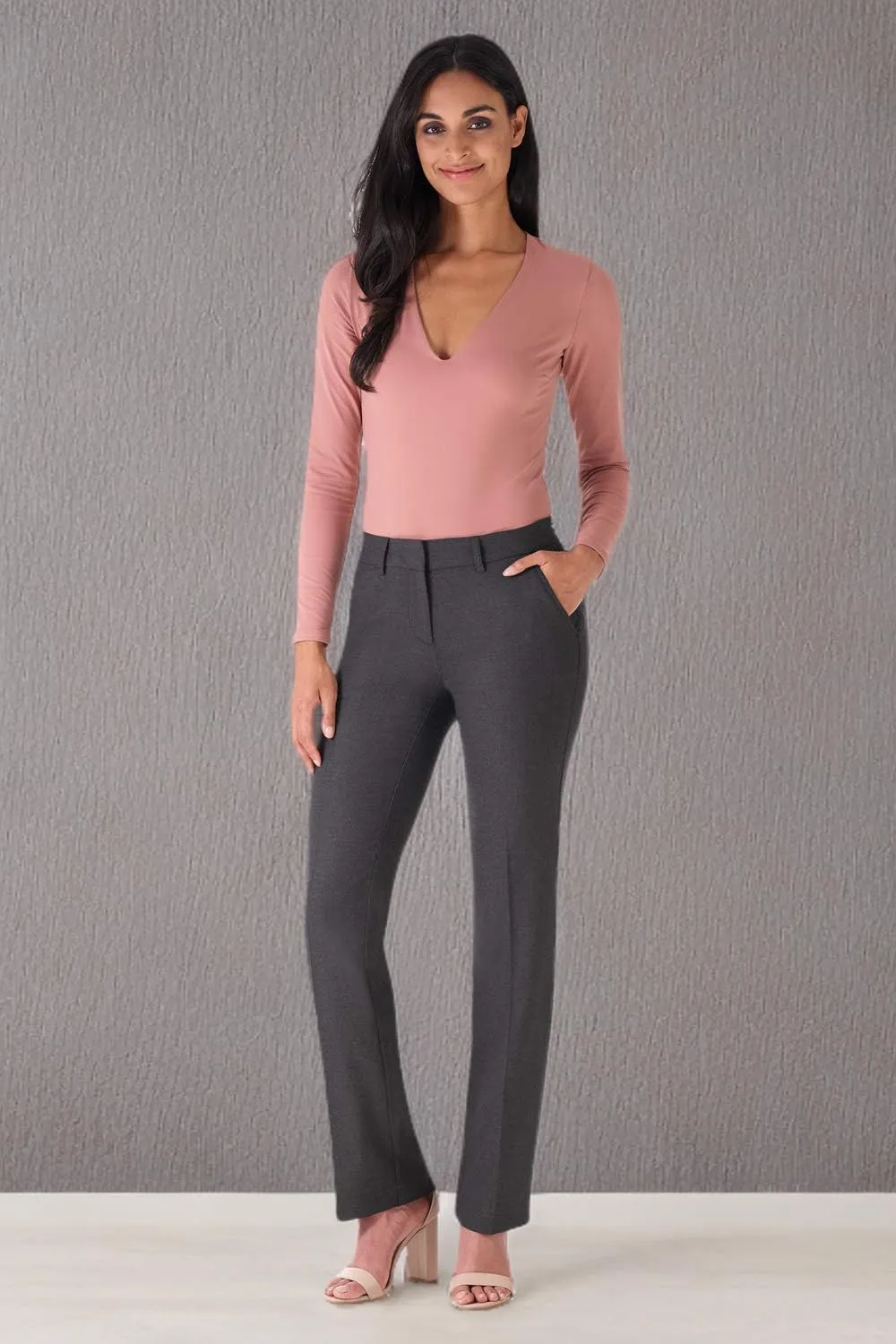 Rekucci Women's Smart Stretch Desk to Dinner Straight Leg Pant w/Zipper Closure