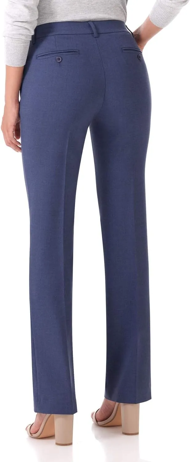 Rekucci Women's Smart Stretch Desk to Dinner Straight Leg Pant w/Zipper Closure