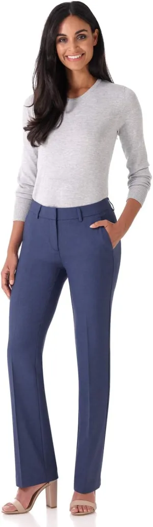 Rekucci Women's Smart Stretch Desk to Dinner Straight Leg Pant w/Zipper Closure