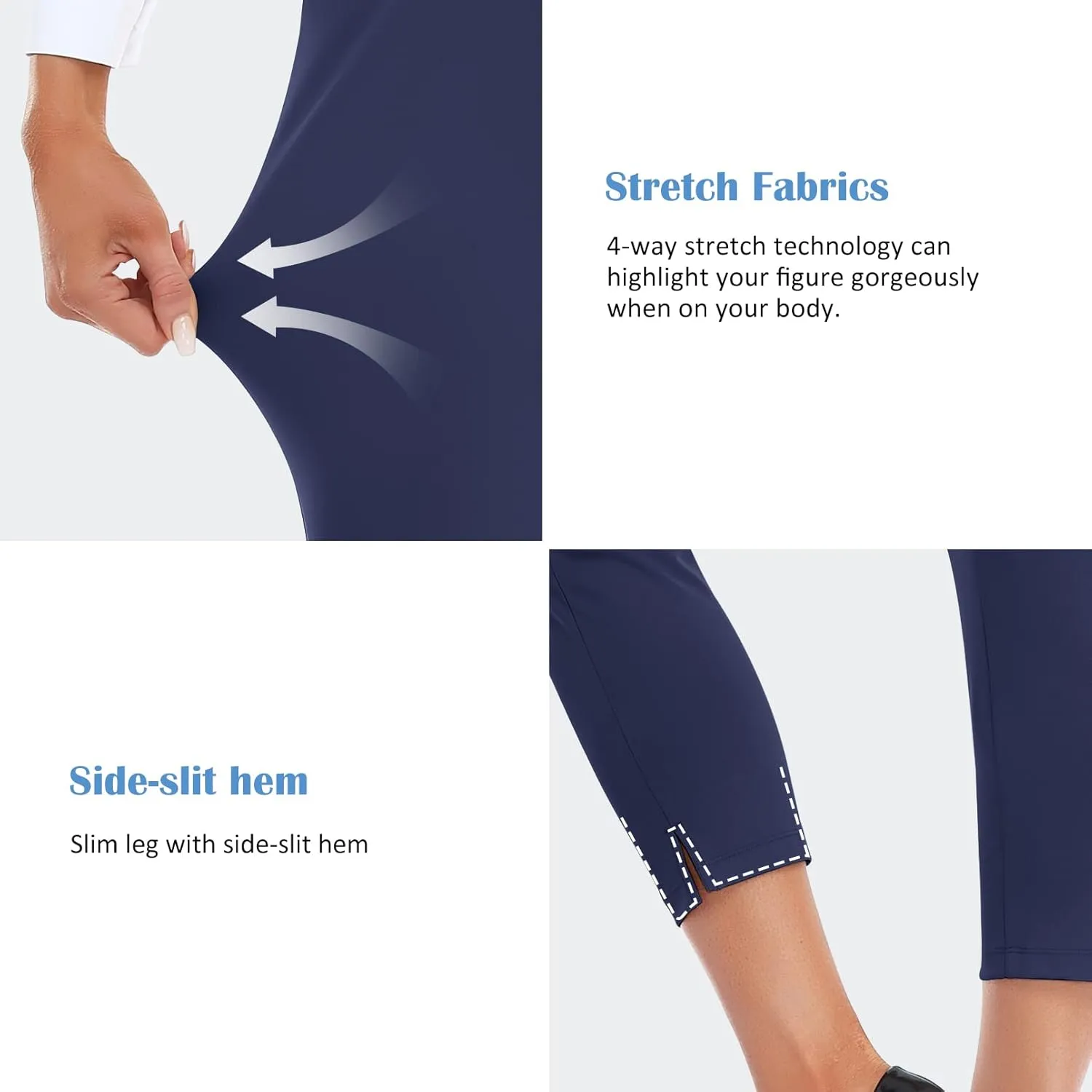 RIMLESS 7 Women's Capri Pants Wrinkle Free Dressy Crop Pants Stretch Thin Golf Slacks Yoga Dress Pants