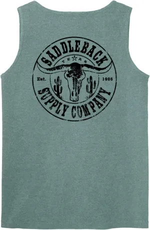 Saddleback Supply Men's Desert Skull Logo Garment Dyed Tanks