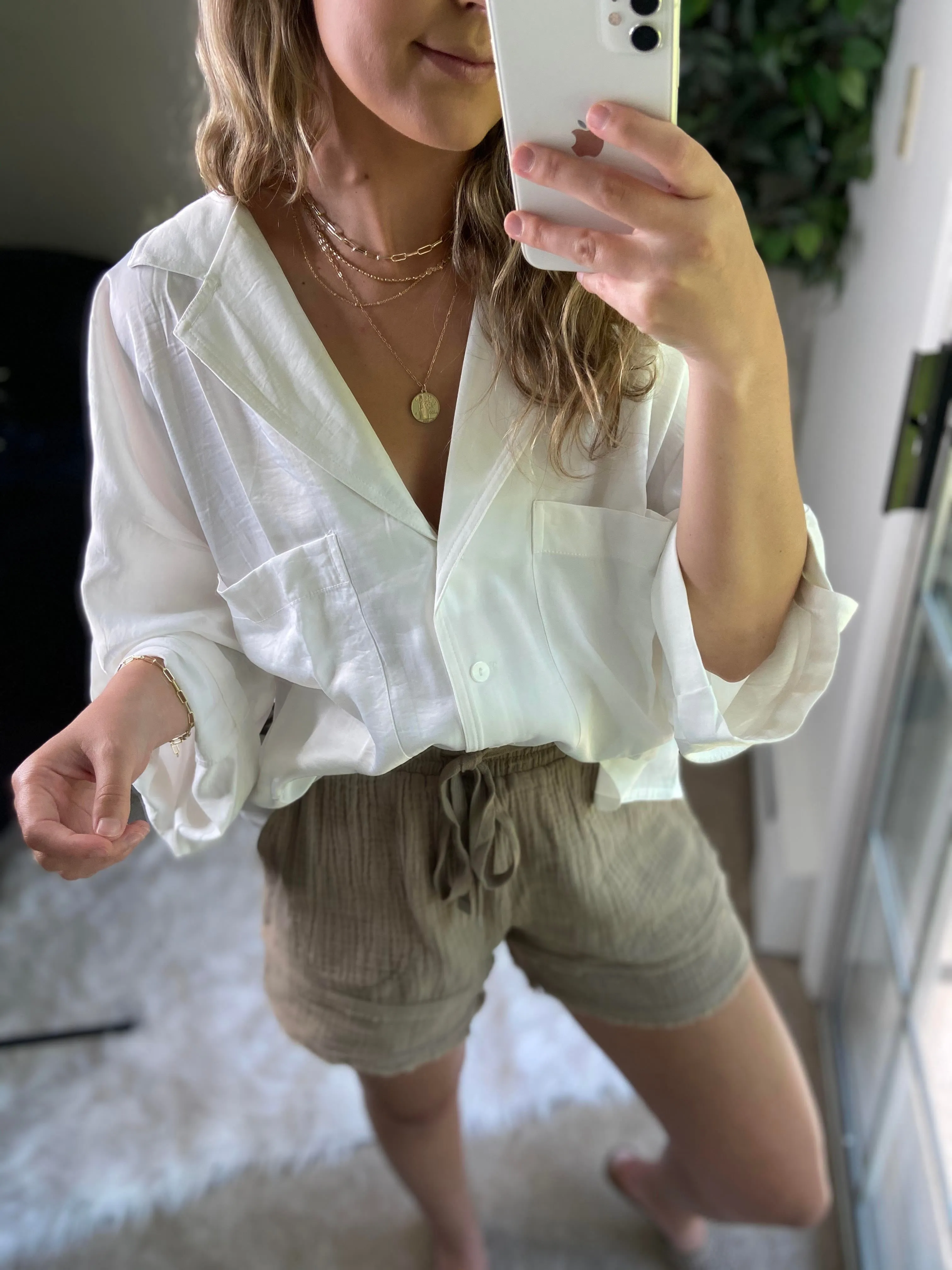 Satin Crop Top in Ivory