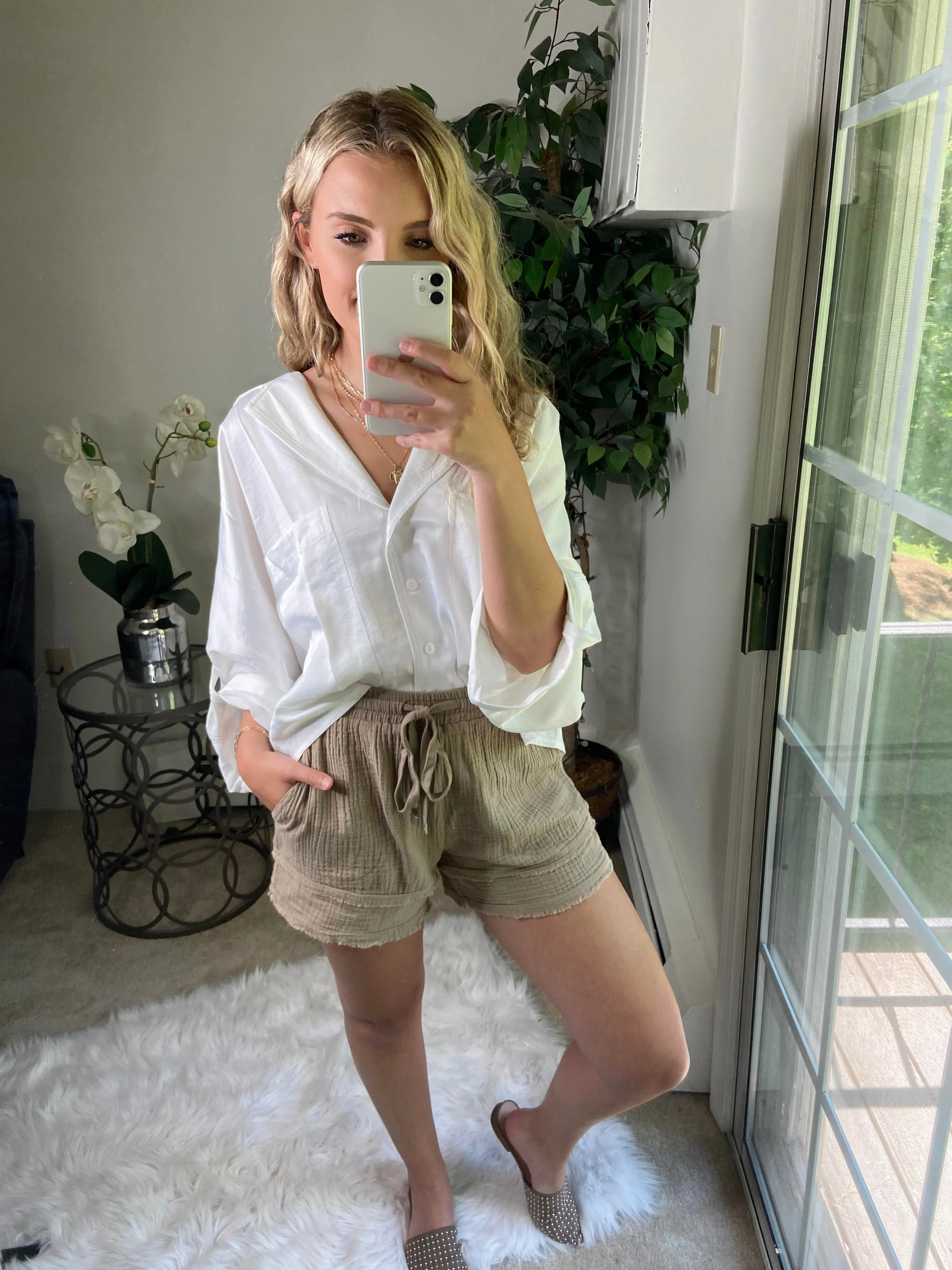 Satin Crop Top in Ivory