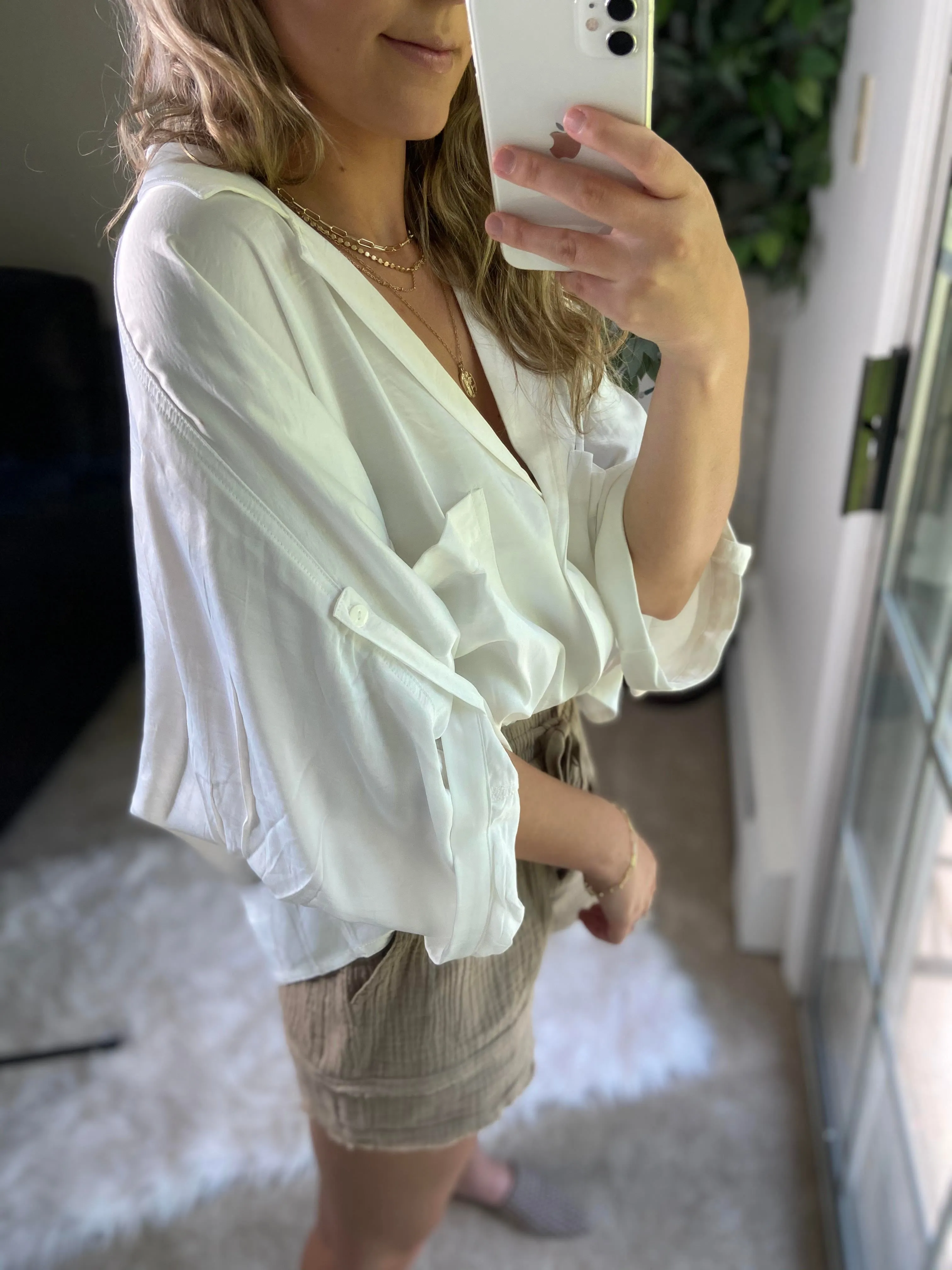Satin Crop Top in Ivory