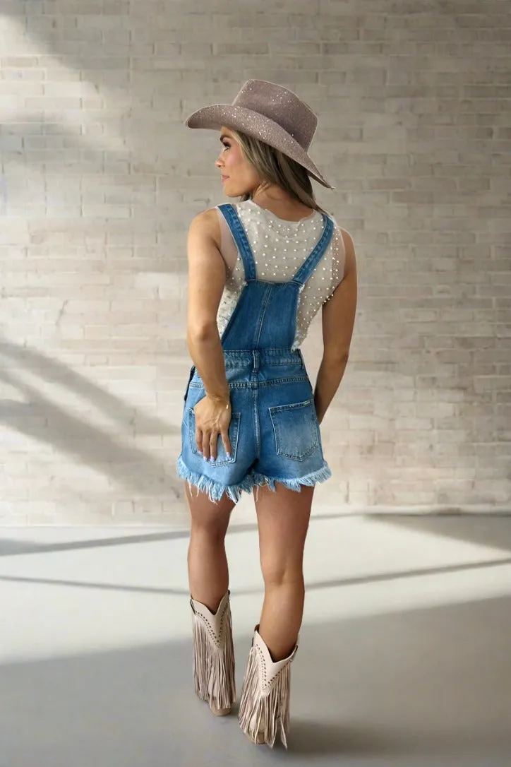 Savannah Denim Overalls Shorts - FINAL SALE