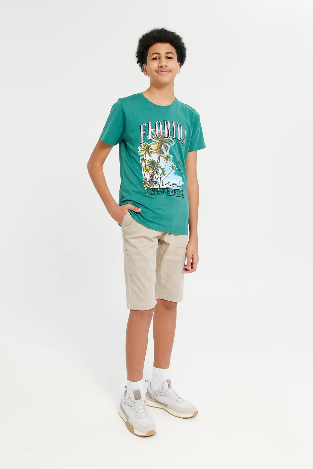 Senior Boys Beige Pull On Trouser Shorts