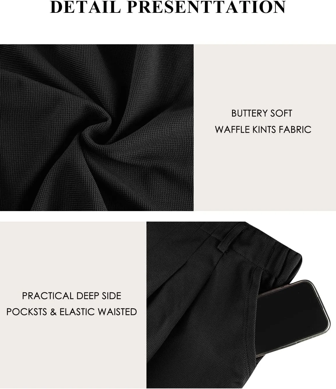 SeSe Code Women's Wide Leg Pants Elastic High Waisted Waffle Knit Casual Slacks Work Business Palazzo Trousers with Pockets