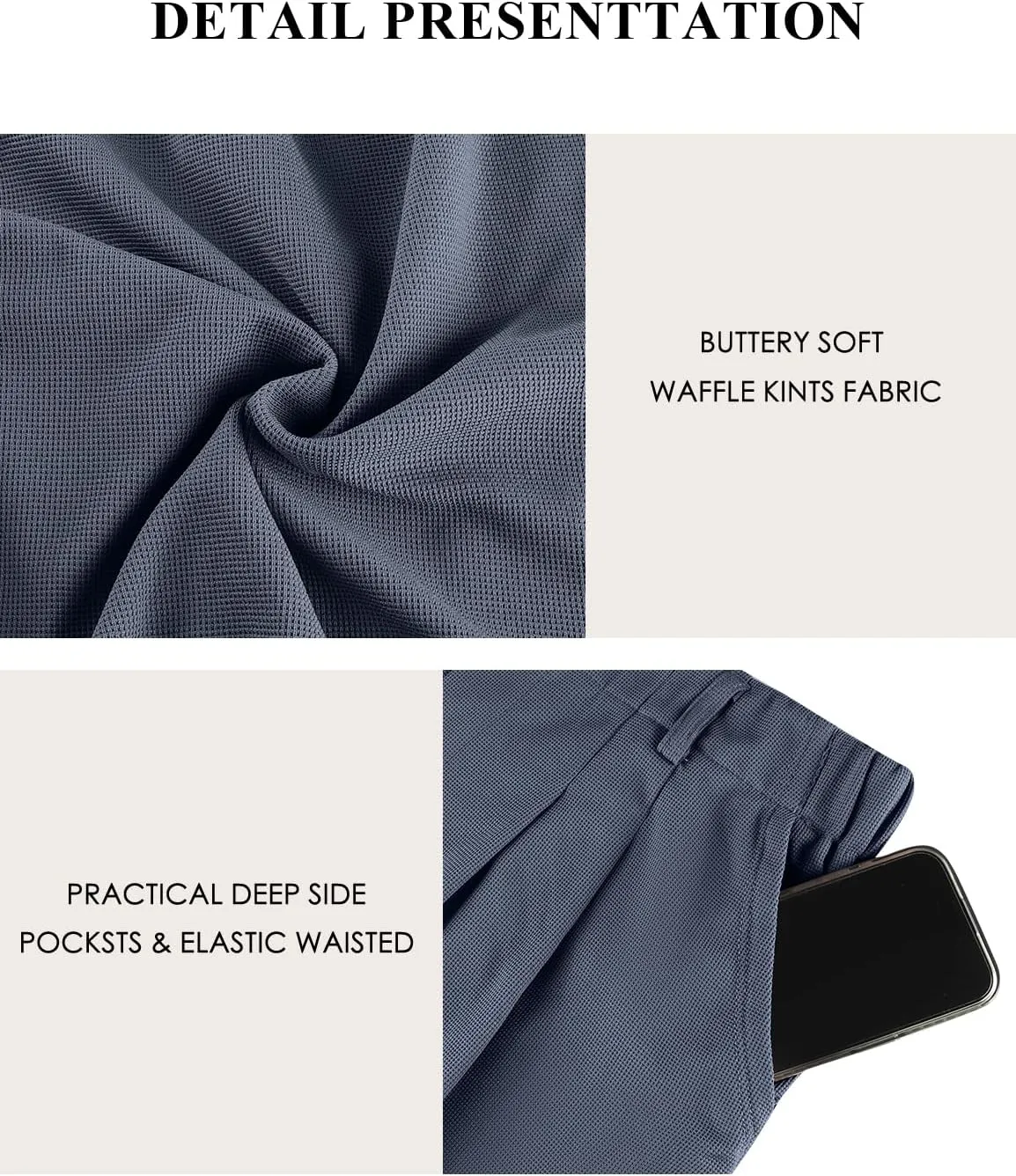 SeSe Code Women's Wide Leg Pants Elastic High Waisted Waffle Knit Casual Slacks Work Business Palazzo Trousers with Pockets