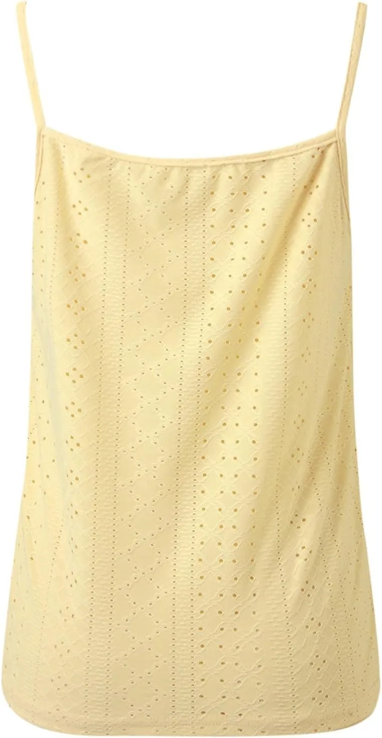 Sexy Lace Trim Tank Tops for Women Summer Chain Spaghetti Strap V Neck Shirts Fashion Hollow Out Sleeveless Camisole